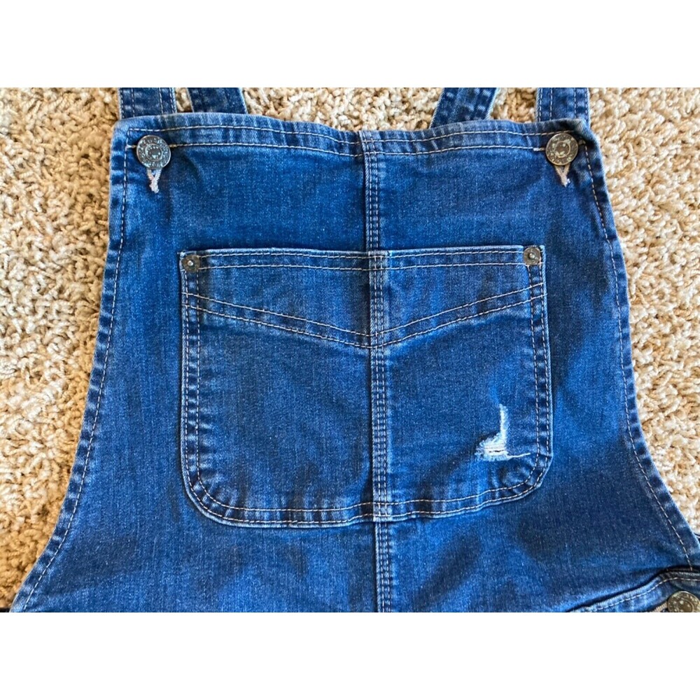 Levi’s Bib Overalls Junior Size 11 Distressed Black Label Roll Cuff Adj Straps - Picture 3 of 12